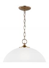 Generation Lighting - Seagull US 6516501EN3-848 - Geary traditional indoor dimmable LED 1-light pendant in satin brass with a satin etched glass shade