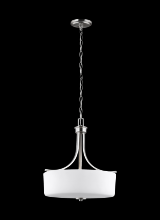 Generation Lighting - Seagull US 6528803-962 - Canfield modern 3-light indoor dimmable ceiling pendant hanging chandelier pendant light in brushed