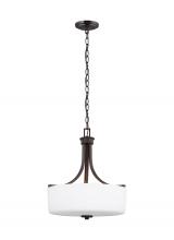 Generation Lighting - Seagull US 6528803EN3-710 - Canfield modern 3-light LED indoor dimmable ceiling pendant hanging chandelier pendant light in bron