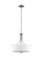 Generation Lighting - Seagull US 6528803EN3-962 - Canfield modern 3-light LED indoor dimmable ceiling pendant hanging chandelier pendant light in brus