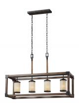 Generation Lighting - Seagull US 6613304-846 - Dunning contemporary 4-light indoor dimmable linear ceiling chandelier pendant light in stardust fin
