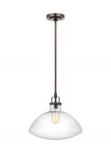 Generation Lighting - Seagull US 6614501-710 - Belton transitional 1-light indoor dimmable ceiling hanging single pendant light in bronze finish wi