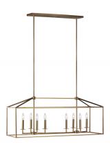 Generation Lighting - Seagull US 6615008-848 - Perryton transitional 8-light indoor dimmable linear ceiling chandelier pendant light in satin brass