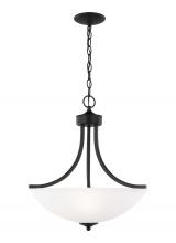 Generation Lighting - Seagull US 6616503-112 - Geary transitional 3-light indoor dimmable ceiling pendant hanging chandelier pendant light in midni