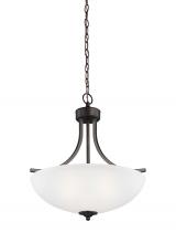 Generation Lighting - Seagull US 6616503-710 - Geary transitional 3-light indoor dimmable ceiling pendant hanging chandelier pendant light in bronz