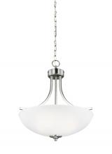 Generation Lighting - Seagull US 6616503-962 - Geary transitional 3-light indoor dimmable ceiling pendant hanging chandelier pendant light in brush