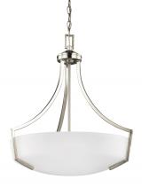 Generation Lighting - Seagull US 6624503-962 - Hanford traditional 3-light indoor dimmable ceiling pendant hanging chandelier pendant light in brus