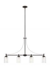 Generation Lighting - Seagull US 6637304EN3-710 - Elmwood Park traditional 4-light LED indoor dimmable linear ceiling chandelier pendant light in bron