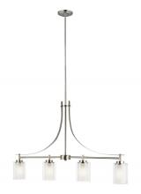 Generation Lighting - Seagull US 6637304EN3-962 - Elmwood Park traditional 4-light LED indoor dimmable linear ceiling chandelier pendant light in brus