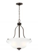 Generation Lighting - Seagull US 6639003-710 - Emmons traditional 3-light indoor dimmable ceiling pendant hanging chandelier pendant light in bronz