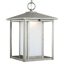 Generation Lighting - Seagull US 6902997S-57 - Hunnington contemporary 1-light outdoor exterior led outdoor pendant in weathered pewter grey finish