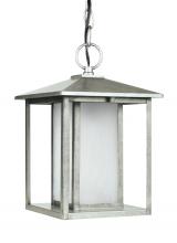 Generation Lighting - Seagull US 69029EN3-57 - Hunnington contemporary 1-light LED outdoor exterior pendant in weathered pewter grey finish with et