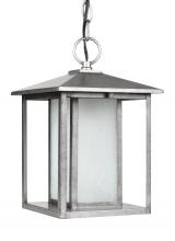 Generation Lighting - Seagull US 69029-57 - Hunnington contemporary 1-light outdoor exterior pendant in weathered pewter grey finish with undefi