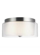 Generation Lighting - Seagull US 7537302-962 - Elmwood Park traditional 2-light indoor dimmable ceiling semi-flush mount in brushed nickel silver f