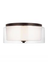Generation Lighting - Seagull US 7537302EN3-710 - Elmwood Park traditional 2-light LED indoor dimmable ceiling semi-flush mount in bronze finish with