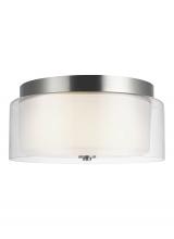 Generation Lighting - Seagull US 7537302EN3-962 - Elmwood Park traditional 2-light LED indoor dimmable ceiling semi-flush mount in brushed nickel silv