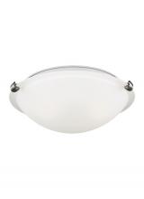Generation Lighting - Seagull US 7543502-962 - Clip Ceiling transitional 2-light indoor dimmable flush mount in brushed nickel silver finish with s