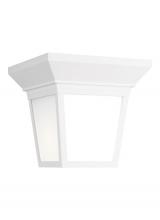 Generation Lighting - Seagull US 7546701-15 - Lavon modern 1-light outdoor exterior ceiling ceiling flush mount in white finish with smooth white