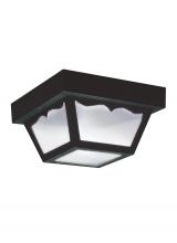 Generation Lighting - Seagull US 7567-32 - Outdoor Ceiling traditional 1-light outdoor exterior ceiling flush mount in black finish with clear