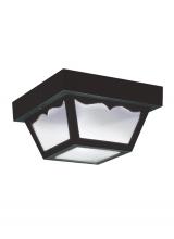 Generation Lighting - Seagull US 7567EN3-32 - Outdoor Ceiling traditional 1-light LED outdoor exterior ceiling flush mount in black finish with cl