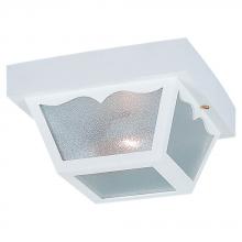 Generation Lighting - Seagull US 7569-15 - Outdoor Ceiling traditional 2-light outdoor exterior ceiling flush mount in white finish with clear