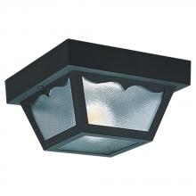 Generation Lighting - Seagull US 7569-32 - Outdoor Ceiling traditional 2-light outdoor exterior ceiling flush mount in black finish with clear