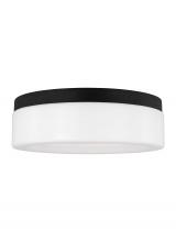 Generation Lighting - Seagull US 7569093S-112 - Rhett modern 1-light indoor dimmable medium ceiling flush mount in midnight black finish with concav