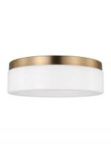 Generation Lighting - Seagull US 7569093S-848 - Rhett modern 1-light indoor dimmable medium ceiling flush mount in satin brass gold finish with conc