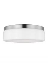 Generation Lighting - Seagull US 7569093S-962 - Rhett modern 1-light indoor dimmable medium ceiling flush mount in brushed nickel silver finish with