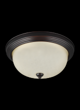 Generation Lighting - Seagull US 77063-710 - Geary transitional 1-light indoor dimmable ceiling flush mount fixture in bronze finish with amber s