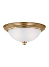 Generation Lighting - Seagull US 77064EN3-848 - Geary traditional indoor dimmable LED 2-light ceiling flush mount in satin brass with a satin etched