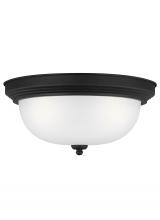 Generation Lighting - Seagull US 77065-112 - Geary transitional 3-light indoor dimmable ceiling flush mount fixture in midnight black finish with