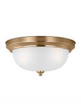 Generation Lighting - Seagull US 77065EN3-848 - Geary traditional indoor dimmable LED 3-light ceiling flush mount in satin brass with a satin etched