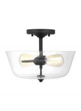 Generation Lighting - Seagull US 7714502-112 - Belton transitional 2-light indoor dimmable ceiling semi-flush mount in midnight black finish with c