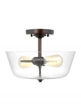 Generation Lighting - Seagull US 7714502-710 - Belton transitional 2-light indoor dimmable ceiling semi-flush mount in bronze finish with clear see