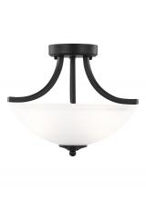 Generation Lighting - Seagull US 7716502-112 - Geary transitional 2-light indoor dimmable ceiling flush mount fixture in midnight black finish with