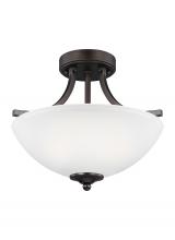 Generation Lighting - Seagull US 7716502-710 - Geary transitional 2-light indoor dimmable ceiling flush mount fixture in bronze finish with satin e