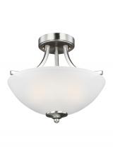 Generation Lighting - Seagull US 7716502-962 - Geary transitional 2-light indoor dimmable ceiling flush mount fixture in brushed nickel silver fini