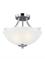 Generation Lighting - Seagull US 7716502EN3-05 - Geary traditional indoor dimmable LED small 2-light chrome finish semi-flush convertible pendant wit