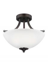 Generation Lighting - Seagull US 7716502EN3-710 - Geary transitional 2-light LED indoor dimmable ceiling flush mount fixture in bronze finish with sat