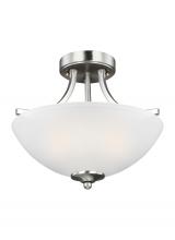 Generation Lighting - Seagull US 7716502EN3-962 - Geary transitional 2-light LED indoor dimmable ceiling flush mount fixture in brushed nickel silver