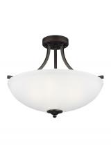 Generation Lighting - Seagull US 7716503-710 - Geary transitional 3-light indoor dimmable ceiling flush mount fixture in bronze finish with satin e