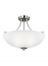 Generation Lighting - Seagull US 7716503-962 - Geary transitional 3-light indoor dimmable ceiling flush mount fixture in brushed nickel silver fini
