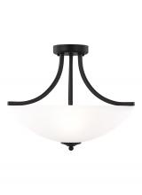 Generation Lighting - Seagull US 7716503EN3-112 - Geary transitional 3-light LED indoor dimmable ceiling flush mount fixture in midnight black finish