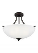 Generation Lighting - Seagull US 7716503EN3-710 - Geary transitional 3-light LED indoor dimmable ceiling flush mount fixture in bronze finish with sat