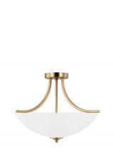 Generation Lighting - Seagull US 7716503EN3-848 - Geary traditional indoor dimmable LED medium 3-light semi-flush convertible pendant in satin brass f