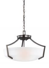 Generation Lighting - Seagull US 7724503-710 - Hanford traditional 3-light indoor dimmable ceiling flush mount in bronze finish with satin etched g