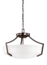 Generation Lighting - Seagull US 7724503EN3-710 - Hanford traditional 3-light LED indoor dimmable ceiling flush mount in bronze finish with satin etch