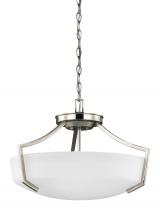 Generation Lighting - Seagull US 7724503EN3-962 - Hanford traditional 3-light LED indoor dimmable ceiling flush mount in brushed nickel silver finish
