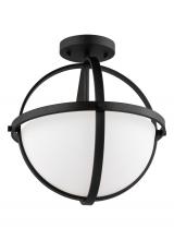Generation Lighting - Seagull US 7724602-112 - Alturas indoor dimmable 2-light semi-flush convertible pendant in a midnight black finish and etched